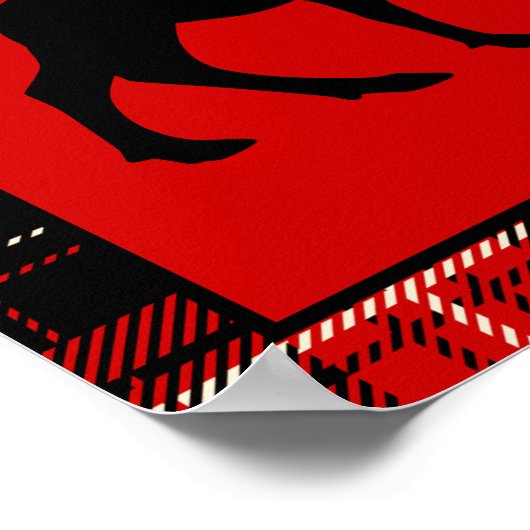 Schwarzer Elch, roter Kariert Poster (Ecke)