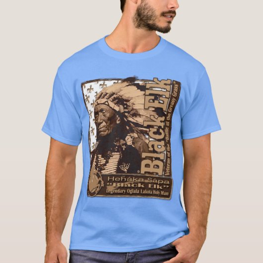 Schwarzer Elche Oglala Lakota heiliger Mann T-Shirt (Vorderseite)