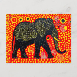 Schwarzer Elefant mit orangefarbenem Blubble-Muste Feiertagspostkarte