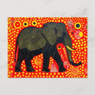 Schwarzer Elefant mit orangefarbenem Blubble-Muste Feiertagspostkarte