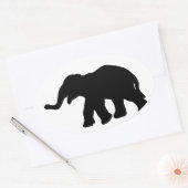 Schwarzer Elefant Ovaler Aufkleber (Umschlag)