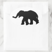 Schwarzer Elefant Ovaler Aufkleber (Tasche)