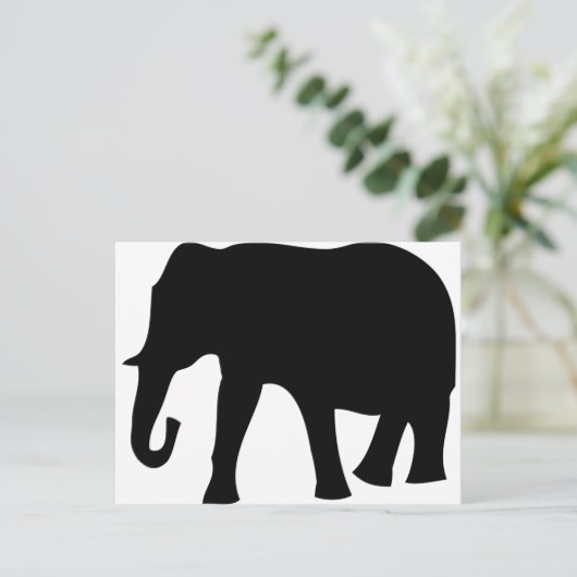 Schwarzer Elefant Postkarte (Stehend Vorderseite)