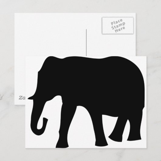 Schwarzer Elefant Postkarte (Vorne/Hinten)
