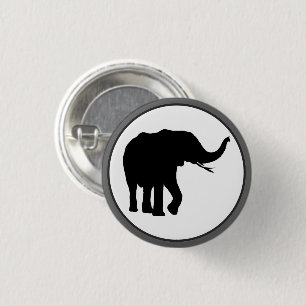 Schwarzer Elefant Zeichnend im weißen Kreis Button