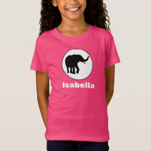 Schwarzer Elefant Zeichnend im weißen Kreis T-Shirt