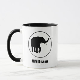 Schwarzer Elefant, Zeichnend im weißen Kreis Tasse