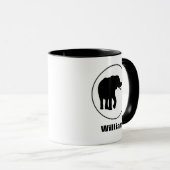 Schwarzer Elefant, Zeichnend im weißen Kreis Tasse (VorderseiteRechts)