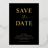 Schwarzer Eleganter Chic Save the Date Minimalisti Folieneinladung (Vorderseite)