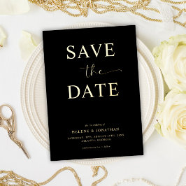 Schwarzer Eleganter Chic Save the Date Minimalisti Folieneinladung
