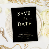 Schwarzer Eleganter Chic Save the Date Minimalisti Folieneinladung