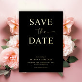 Schwarzer Eleganter Chic Save the Date Minimalisti Folieneinladung