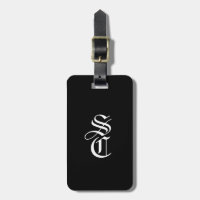 Schwarzer Eleganter gotischer Monogramm Name Mitte