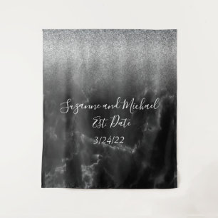 Schwarzer Eleganter Marmorteppich Wandteppich