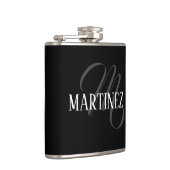 Schwarzer eleganter Personalisierter Nachname | Na Flachmann (Rechts)