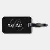 Schwarzer eleganter Personalisierter Nachname | Na Gepäckanhänger (Rückseite horizontal)
