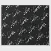 Schwarzer eleganter Personalisierter Nachname | Na Geschenkpapier (Flach)