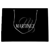 Schwarzer eleganter Personalisierter Nachname | Na Große Geschenktüte (Vorderseite)