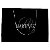 Schwarzer eleganter Personalisierter Nachname | Na Große Geschenktüte (Rückseite)