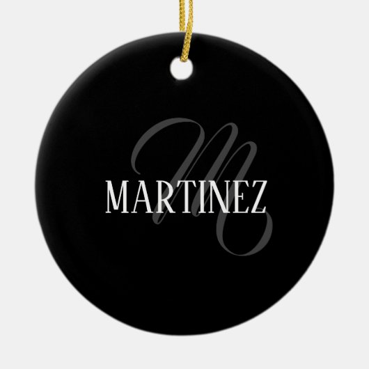 Schwarzer eleganter Personalisierter Nachname | Na Keramik Ornament (Vorne)