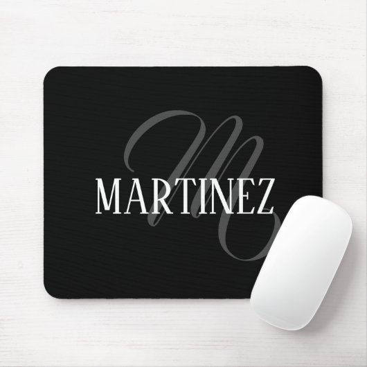 Schwarzer eleganter Personalisierter Nachname | Na Mousepad (Mit Mouse)