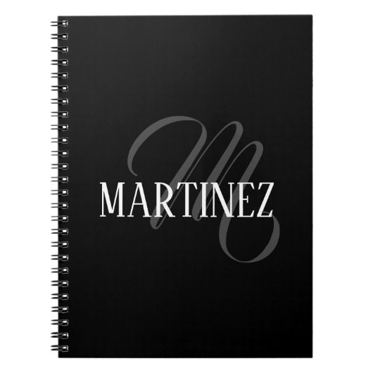 Schwarzer eleganter Personalisierter Nachname | Na Notizblock (Vorderseite)