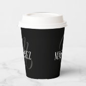 Schwarzer eleganter Personalisierter Nachname | Na Pappbecher (Links)