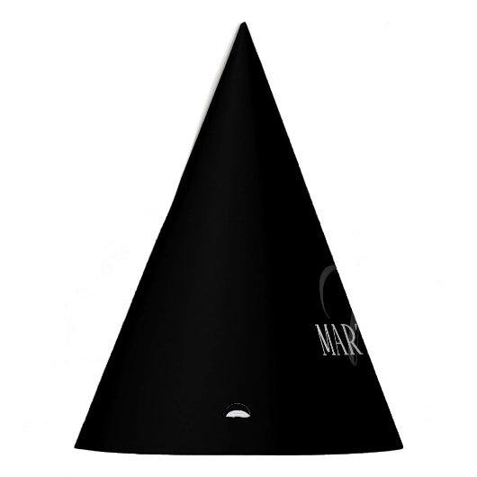 Schwarzer eleganter Personalisierter Nachname | Na Partyhütchen (Links)