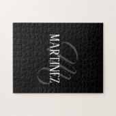 Schwarzer eleganter Personalisierter Nachname | Na Puzzle (Horizontal)