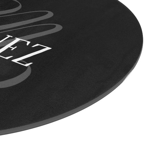 Schwarzer eleganter Personalisierter Nachname | Na Schneidebrett (Ecke)