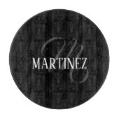 Schwarzer eleganter Personalisierter Nachname | Na Schneidebrett (Vorderseite)