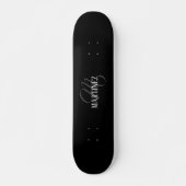 Schwarzer eleganter Personalisierter Nachname | Na Skateboard (Vorne)