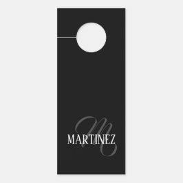 Schwarzer eleganter Personalisierter Nachname | Na Türanhänger