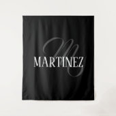 Schwarzer eleganter Personalisierter Nachname | Na Wandteppich (Vorderseite)