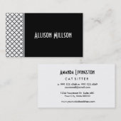 Schwarzer eleganter Quatrefoil individueller Name Visitenkarte (Vorne/Hinten)