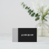 Schwarzer eleganter Quatrefoil individueller Name Visitenkarte (Stehend Vorderseite)