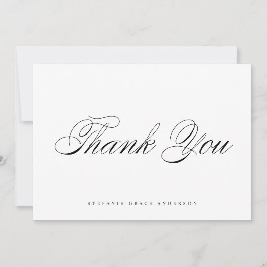 Schwarzer Eleganter Script-Abschluss Dankeskarte (Vorderseite)