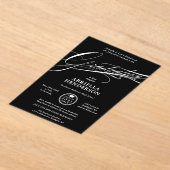 Schwarzer Eleganter und formaler Script-Abschluss Acryleinladungen (Ablage )