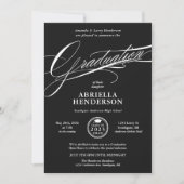 Schwarzer Eleganter und formaler Script-Abschluss Einladung (Vorderseite)