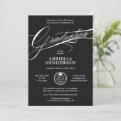 Schwarzer Eleganter und formaler Script-Abschluss Einladung (Stehend Vorderseite)