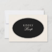 Schwarzer Elfenbein-Eleganter-Alter-Geld-QR-Code-H RSVP Karte (Vorderseite)