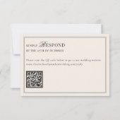 Schwarzer Elfenbein-Eleganter-Alter-Geld-QR-Code-H RSVP Karte (Rückseite)