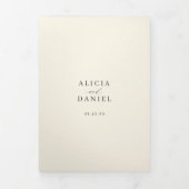 Schwarzer Elfenbein-Foto-Hochzeits-RSVP-Details-QR Dreifach Gefaltete Einladung (Cover)