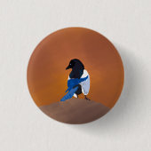Schwarzer Elstervogel Button (Vorderseite)