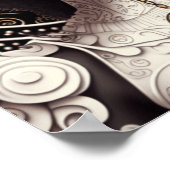 Schwarzer Engel trägt weiße Rosen im Haar Poster (Ecke)