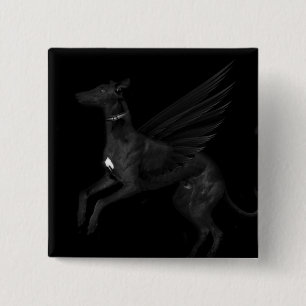 Schwarzer Engels-Windhund Button