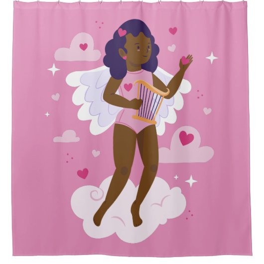 Schwarzer Engelswurm Duschvorhang (Vorderseite)