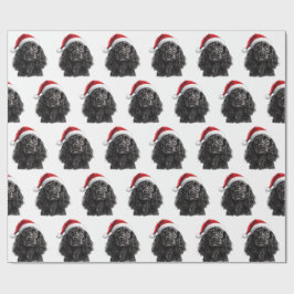 Schwarzer English Cocker Spaniel Hund mit Weihnach Geschenkpapier