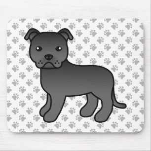 Schwarzer English Staffie Süßer Cartoon-Hund & Pfo Mousepad