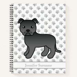 Schwarzer English Staffie Süßer Cartoon-Hund & Tex Notizblock